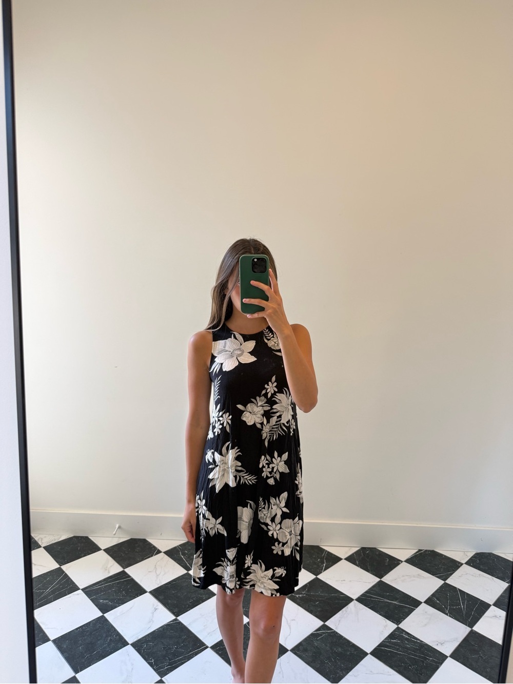 Mini Black White Floral Dress